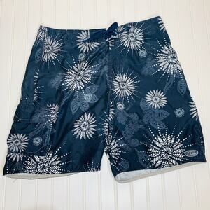 QuikSilver Edition Swim Shorts Board Blue Floral Sz 36